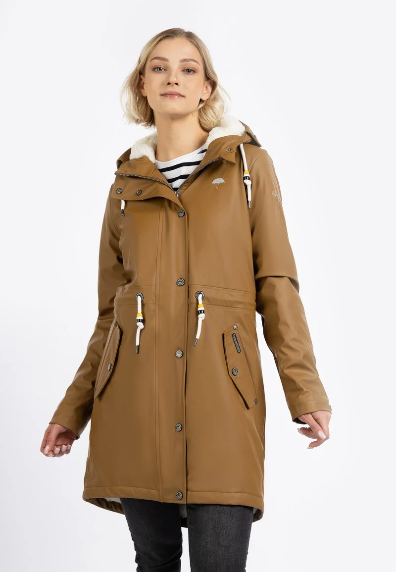 SCHMUDDELWEDDA REGENMANTEL MIT WEBPELZFUTTER IN TEDDYOPTIK KILATA - Parka - Dunkelsand 1 SCHMUDDELWEDDA REGENMANTEL MIT WEBPELZFUTTER IN TEDDYOPTIK KILATA - Parka - Dunkelsand