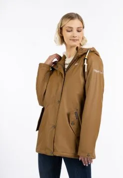 SCHMUDDELWEDDA REGENJACKE MIT WEBPELZFUTTER IN TEDDYOPTIK KILATA - Regenjacke / Wasserabweisende Jacke - Dunkelsand