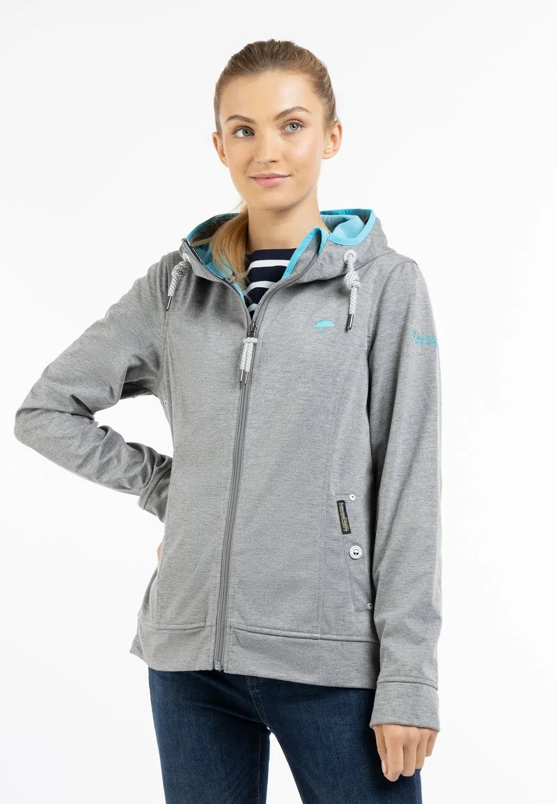 Schmuddelwedda KIANNA - Sweatjacke - Grau Melange Dunkelaqua 1 Schmuddelwedda KIANNA - Sweatjacke - Grau Melange Dunkelaqua