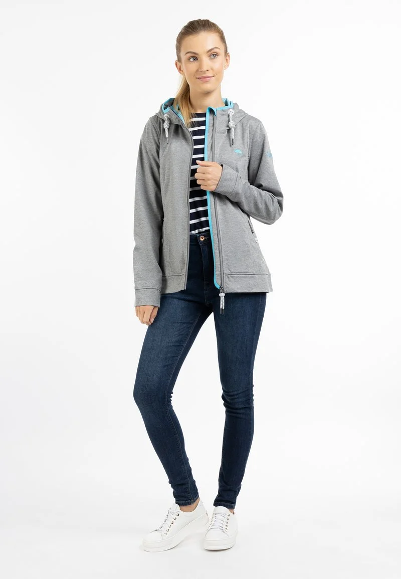 Schmuddelwedda KIANNA - Sweatjacke - Grau Melange Dunkelaqua 2 Schmuddelwedda KIANNA - Sweatjacke - Grau Melange Dunkelaqua – Bild 2