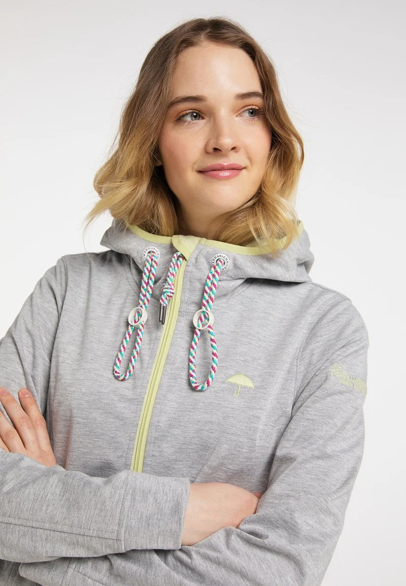 Schmuddelwedda Regenjacke / Wasserabweisende Jacke - Hellgrau Melange Hellgelb 4 Schmuddelwedda Regenjacke / Wasserabweisende Jacke - Hellgrau Melange Hellgelb – Bild 4