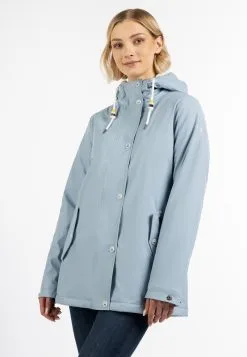 SCHMUDDELWEDDA REGENJACKE MIT WEBPELZFUTTER IN TEDDYOPTIK KILATA - Regenjacke / Wasserabweisende Jacke - Hellblau