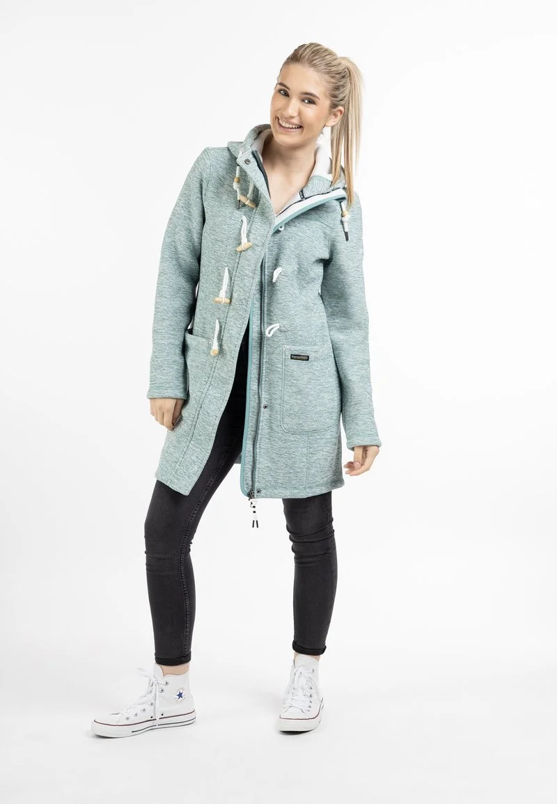 Schmuddelwedda STRICKFLEECE - Kurzmantel - Jadegrün Melange 2 Schmuddelwedda STRICKFLEECE - Kurzmantel - Jadegrün Melange – Bild 2